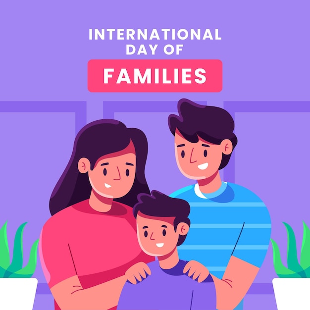 Flat international day of families illustration