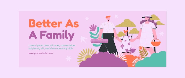 Free Vector flat international day of families social media cover template