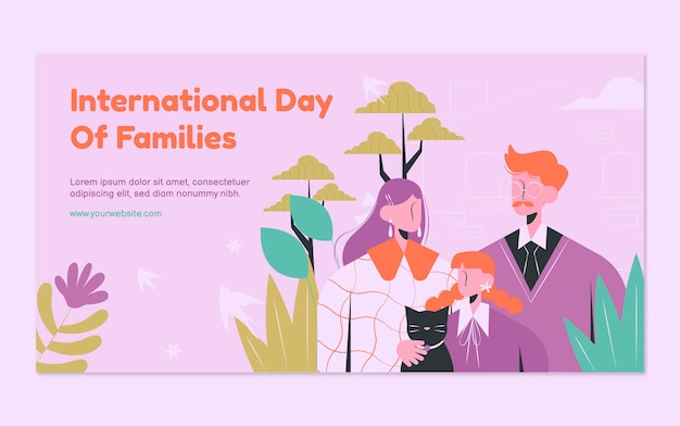 Free vector flat international day of families social media post template