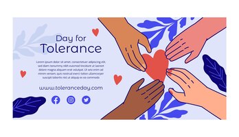 Бесплатное векторное изображение Плоский международный день толерантности шаблон горизонтального баннера