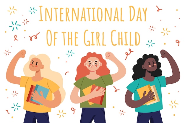 Flat international day of the girl child background