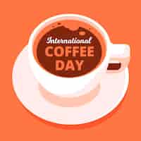 無料ベクター コーヒーの平らな国際的な日