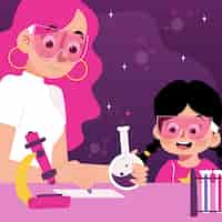 Бесплатное векторное изображение Международный день женщин и девочек в научной иллюстрации