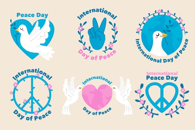 Flat international day of peace labels