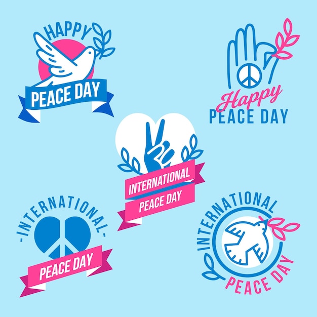 Free vector flat international day of peace labels