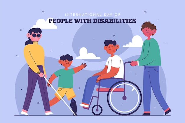 Vettore gratuito giornata internazionale piatta delle persone con disabilità