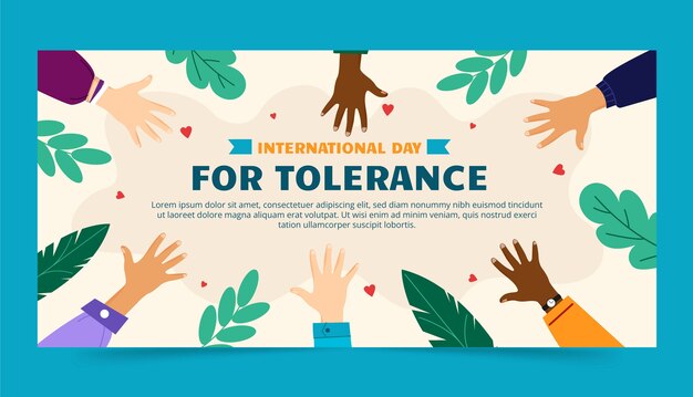 Flat international day for tolerance horizontal banner template