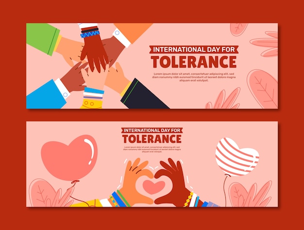 Free vector flat international day for tolerance horizontal banner template