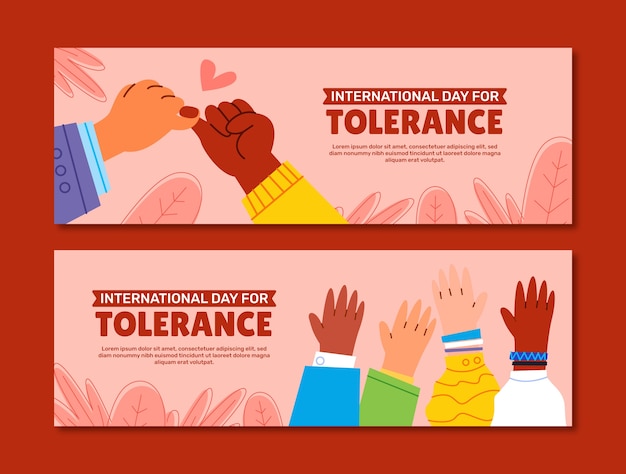 Free vector flat international day for tolerance horizontal banner template