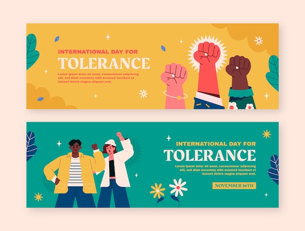Flat international day for tolerance horizontal banner template