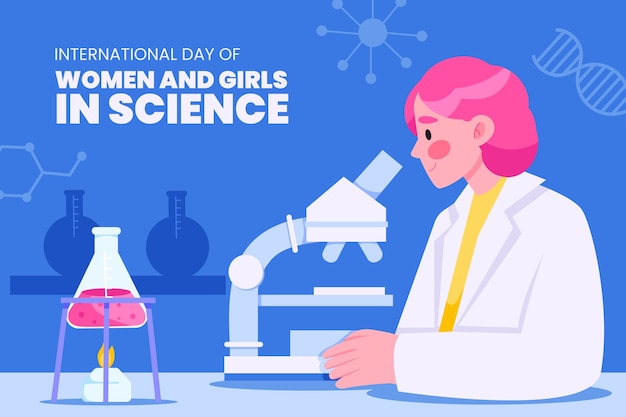 Flat international day of women and girls in science background