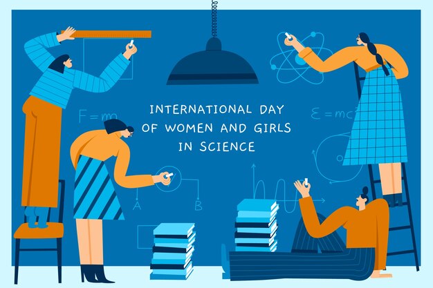 Flat international day of women and girls in science background