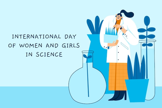 Flat international day of women and girls in science background