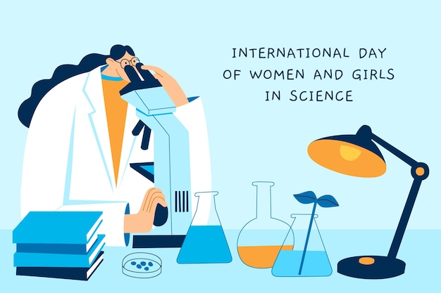 Flat international day of women and girls in science background