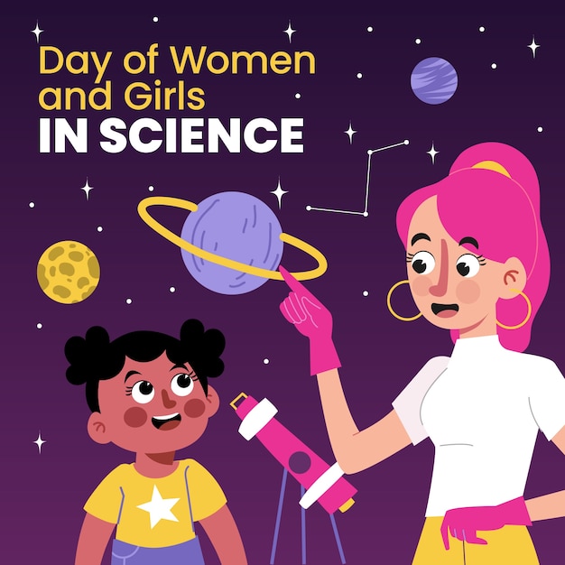 Flat international day of women and girls in science illustration