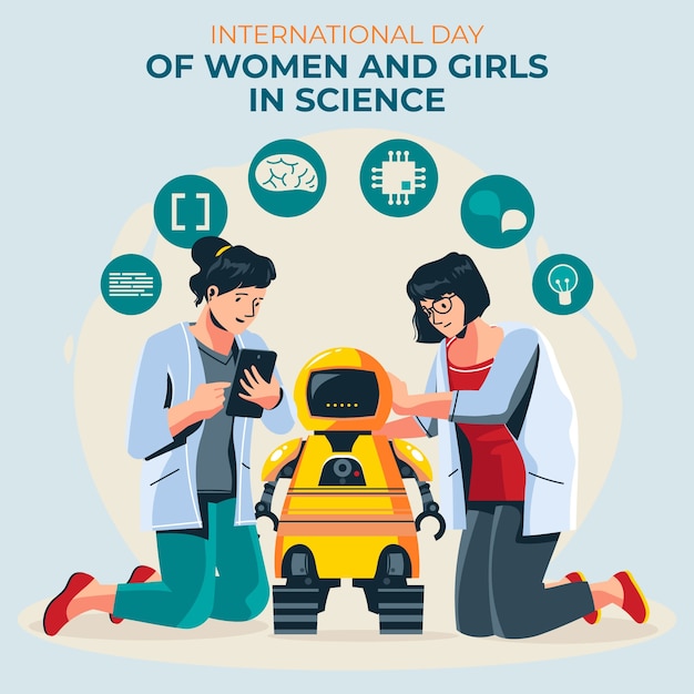 Free vector flat international day of women and girls in science illustration