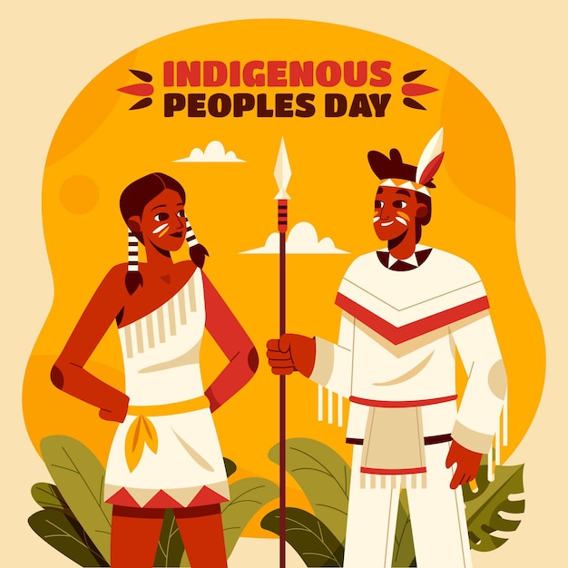 世界の先住民のイラストのフラットな国際デー