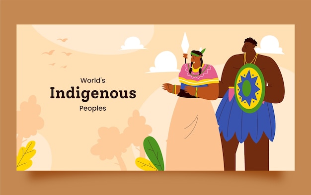 Free vector flat international day of the world's indigenous peoples social media post template with people