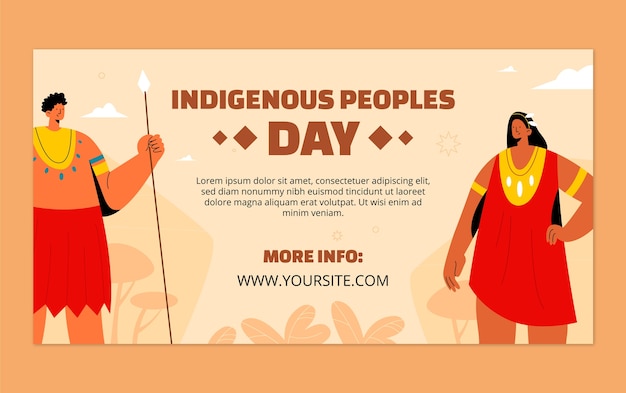 世界の先住民のソーシャルメディア投稿テンプレートのフラットな国際デー