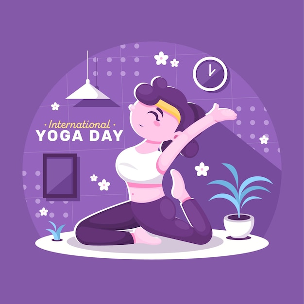 Flat international day of yoga illustration