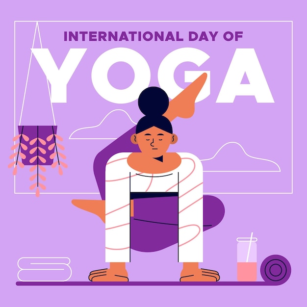 Flat international day of yoga illustration