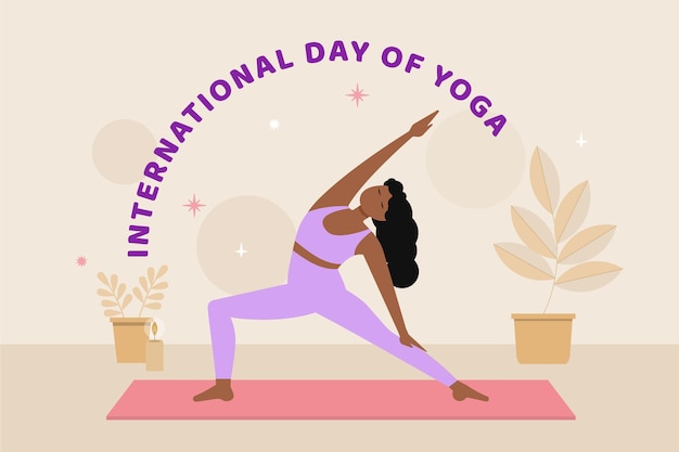 Free vector flat international day of yoga illustration