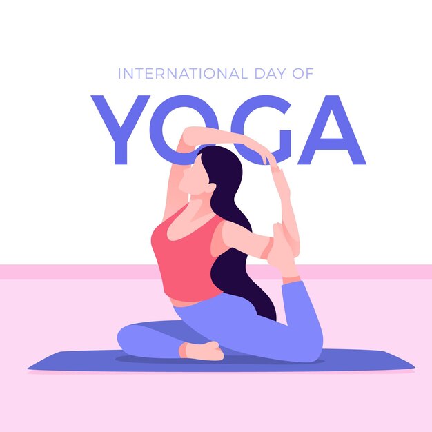 Vettore gratuito piatto giornata internazionale di yoga illustrazione