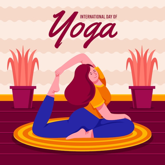 Flat international day of yoga illustration