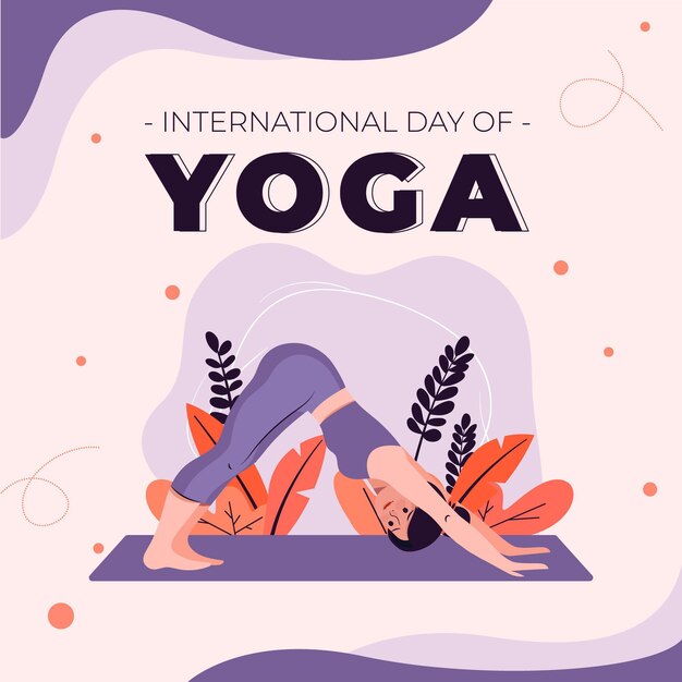 Плоский международный день йоги иллюстрации
