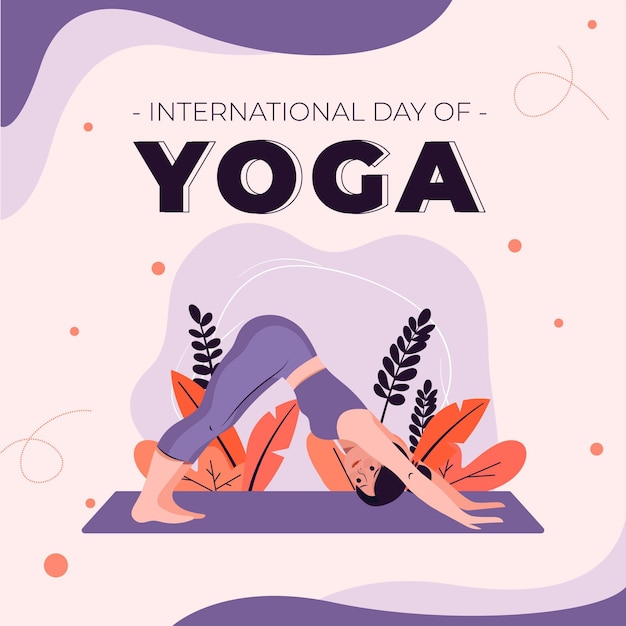 Flat international day of yoga illustration