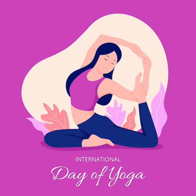 Flat international day of yoga illustration