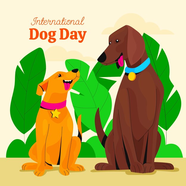 フラット国際犬の日イラスト