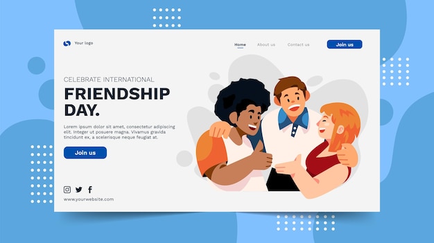 Flat international friendship day banner template