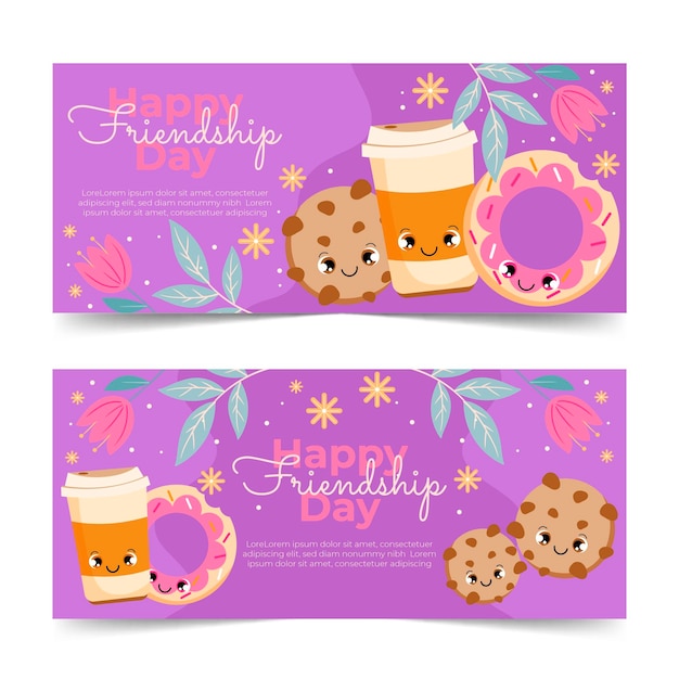 Free vector flat international friendship day banners set