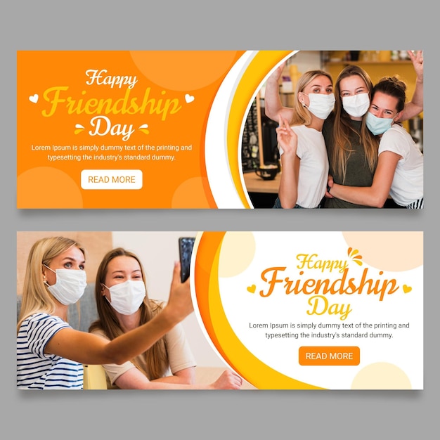 Free vector flat international friendship day banners set