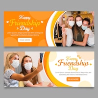 Flat international friendship day banners set