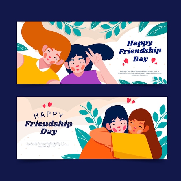 Free vector flat international friendship day banners set