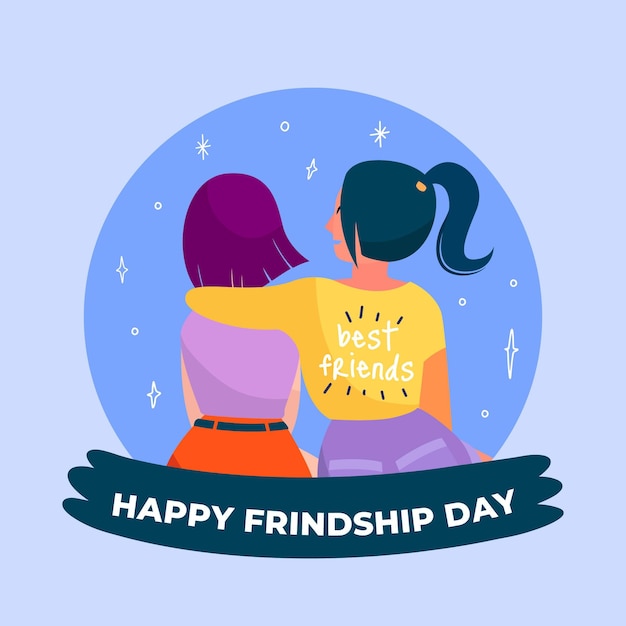 Vettore gratuito illustrazione di giornata internazionale dell'amicizia piatta