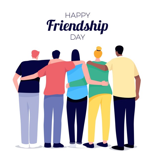 flat international friendship day illustration