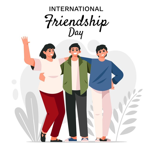 フラットな国際友情の日のイラスト