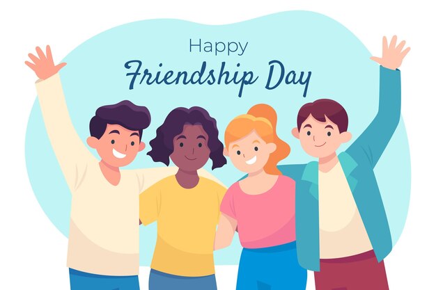 flat international friendship day illustration