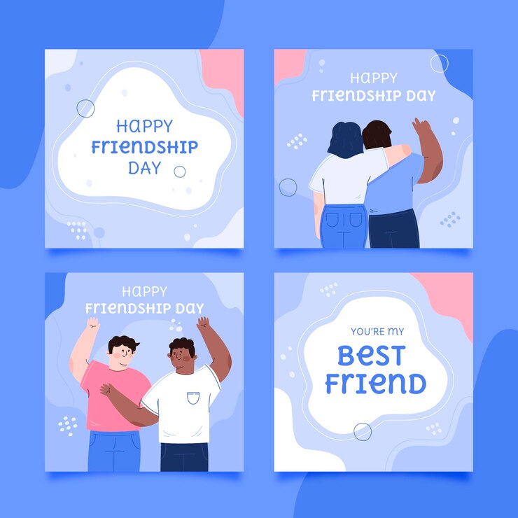 무료 Vector 플랫 국제 우정의 날 instagram 게시물 모음