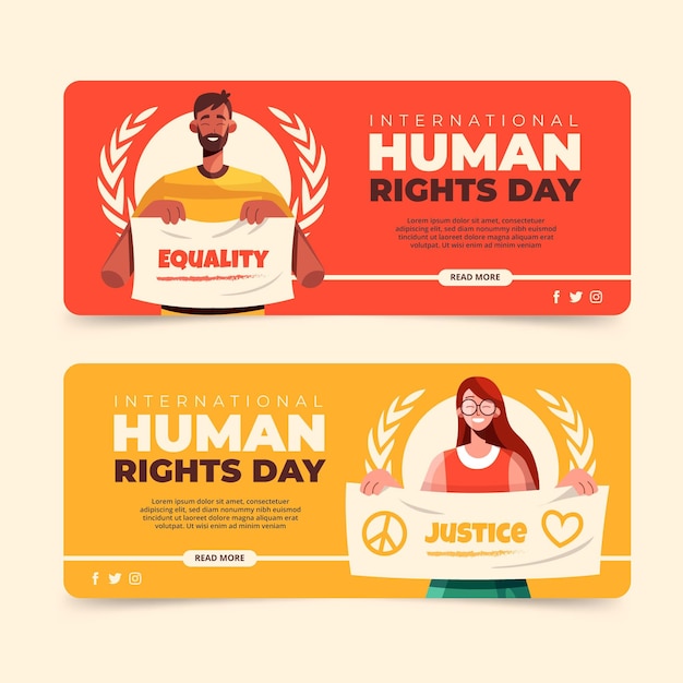 Free vector flat international human rights day horizontal banners set