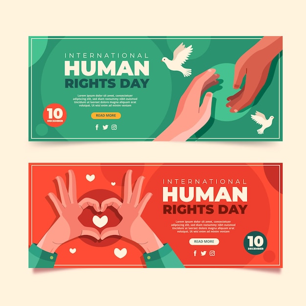 Free vector flat international human rights day horizontal banners set