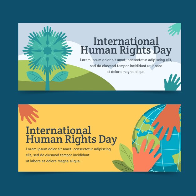 Набор плоских горизонтальных баннеров международного дня прав человека