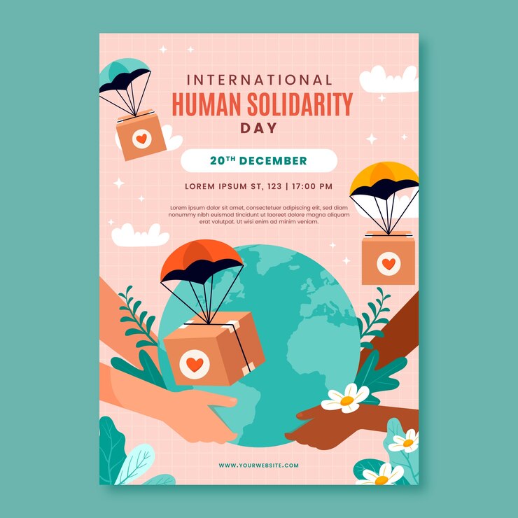 Free Vector flat international human solidarity day vertical poster template