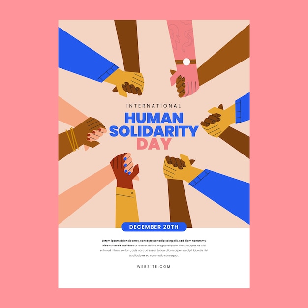 Free vector flat international human solidarity day vertical poster template