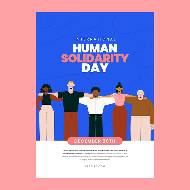 Free vector flat international human solidarity day vertical poster template