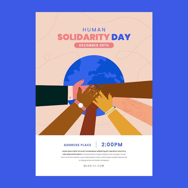 Flat international human solidarity day vertical poster template