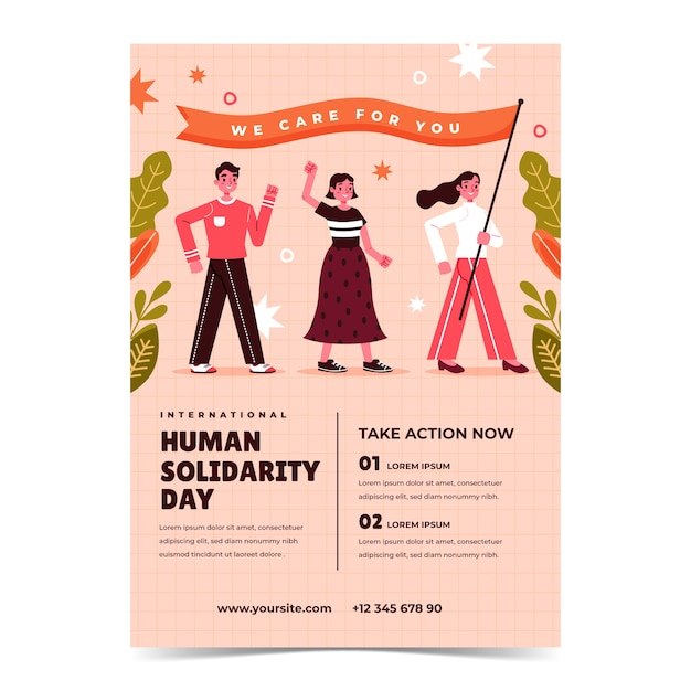 Free vector flat international human solidarity day vertical poster template